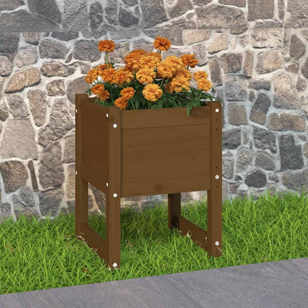 vidaXL Плантер меденокафяв 40x40x525 см борово дърво масив