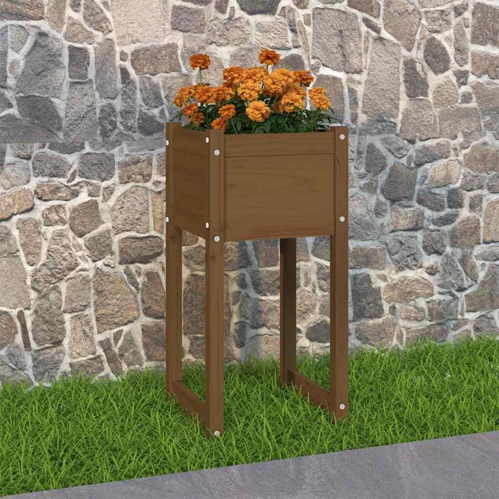 vidaXL Плантер меденокафяв 40x40x81 см борово дърво масив
