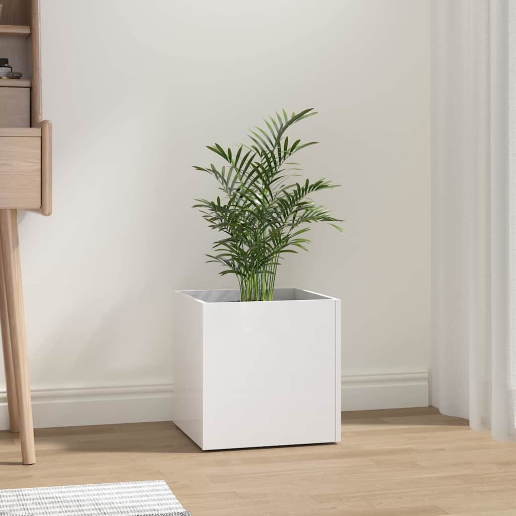 vidaXL Плантерна кутия бял гланц 40x40x40 см инженерно дърво