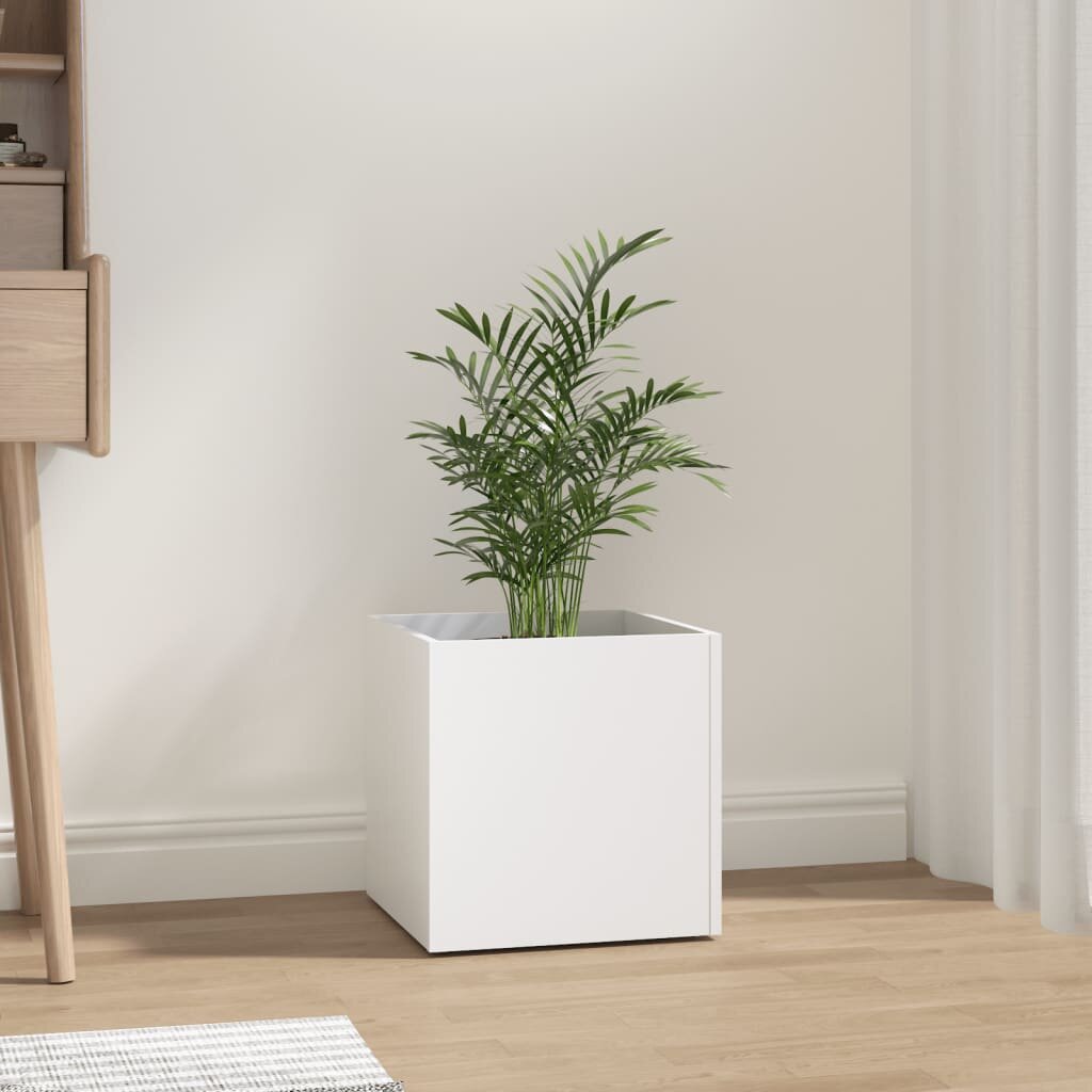 vidaXL Плантерна кутия бяла 40x40x40 см инженерно дърво