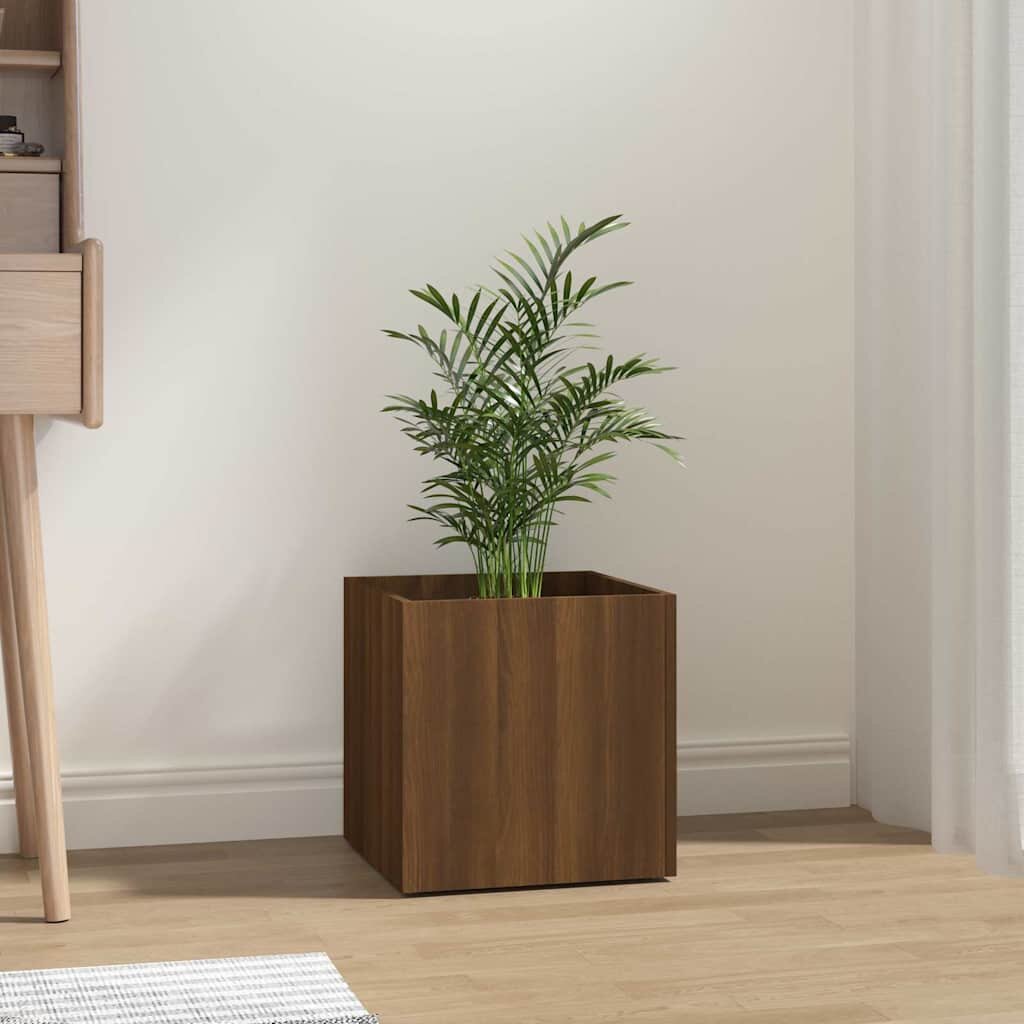 vidaXL Плантерна кутия Кафяв дъб 40x40x40 см инженерно дърво