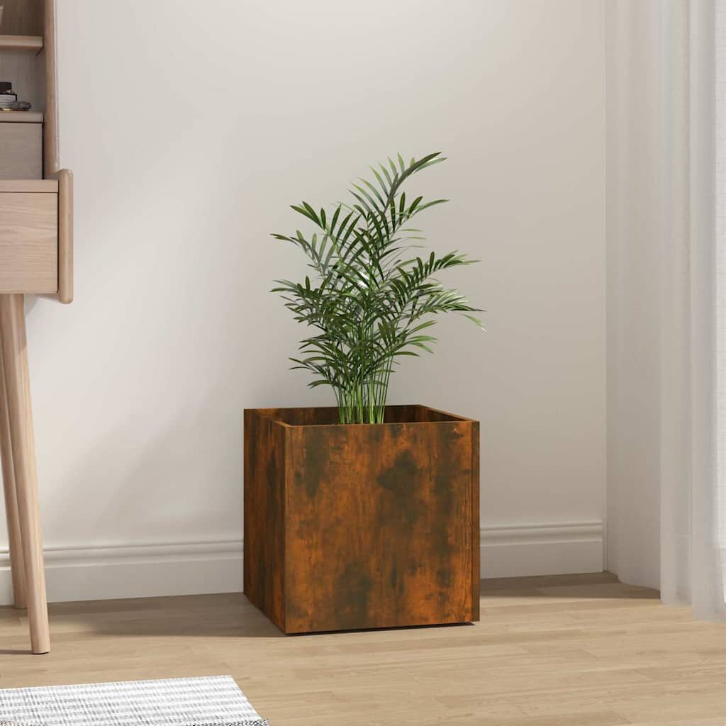 vidaXL Плантерна кутия Опушен дъб 40x40x40 см инженерно дърво