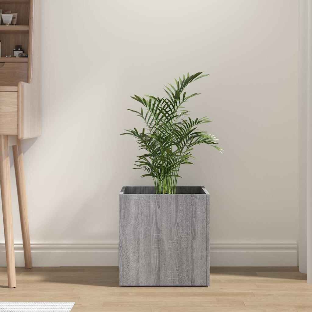 vidaXL Плантерна кутия Сив сонома 40x40x40 см инженерно дърво