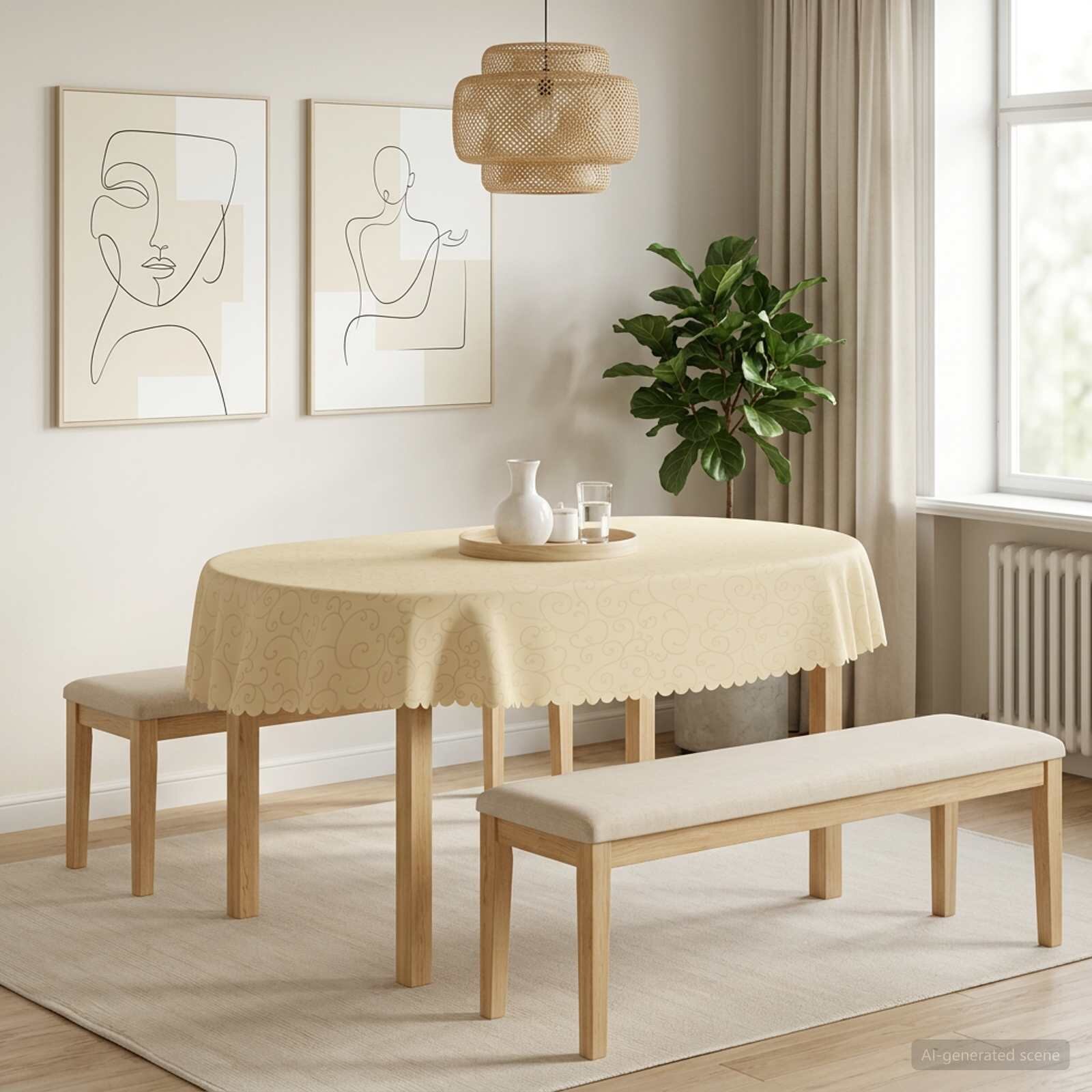 vidaXL Плат за маса 5 бр. Овална Кремавобяло 130 x 180 см