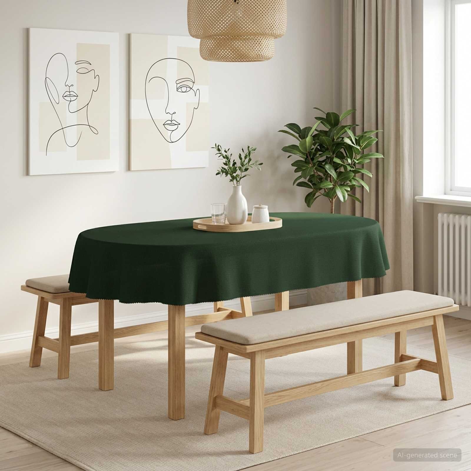 vidaXL Плат за маса 5 бр. Овална Тъмнозелено 160 x 220 cm