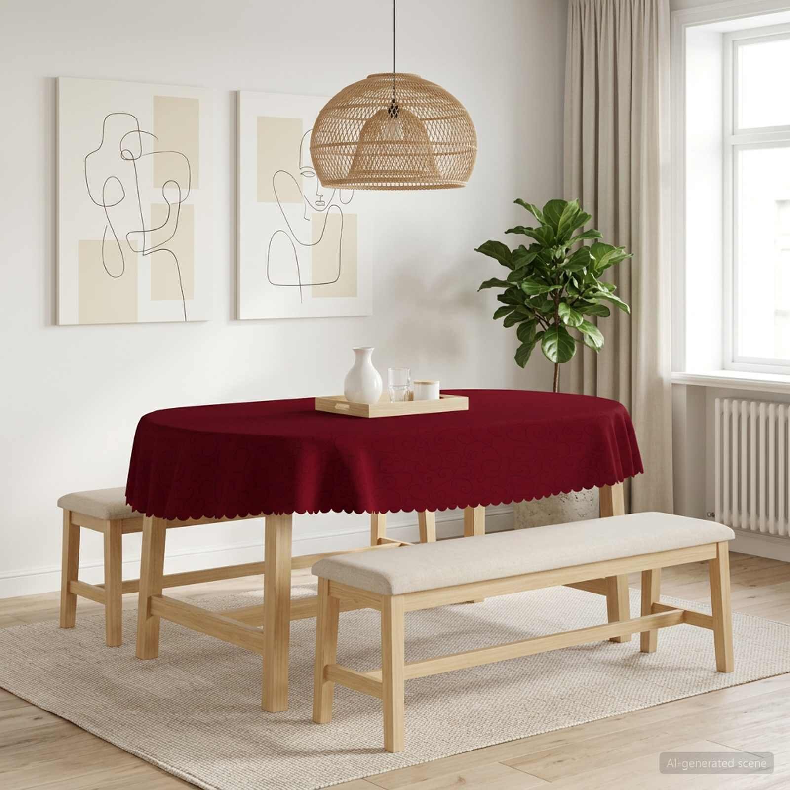 vidaXL Плат за маса 5 бр. Овална Виненочервен 130 x 220 см