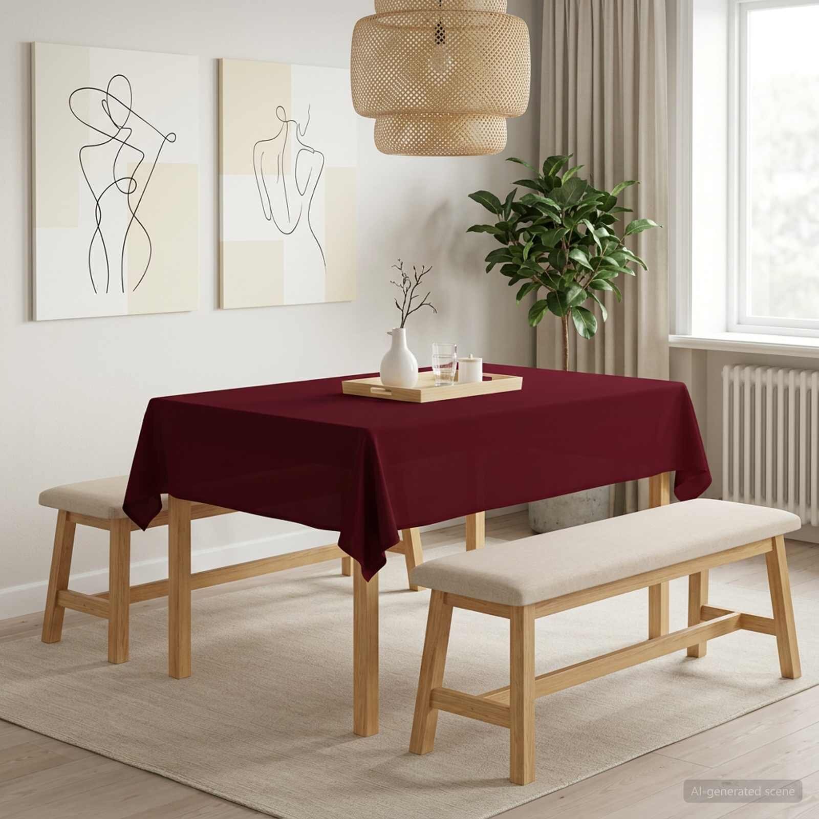 vidaXL Плат за маса 5 бр. Виненочервен 140 x 160 cm Полиестер
