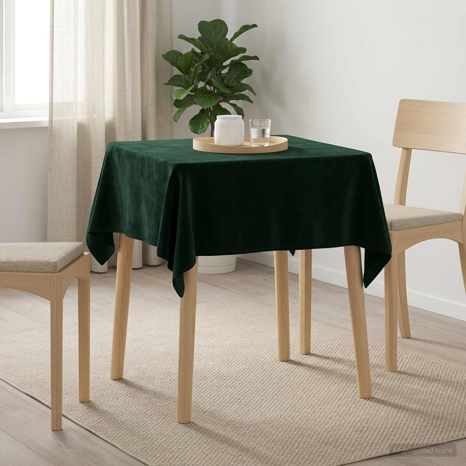 vidaXL Плат за маса Квадратна Тъмнозелено 90 x 90 cm Полиестер