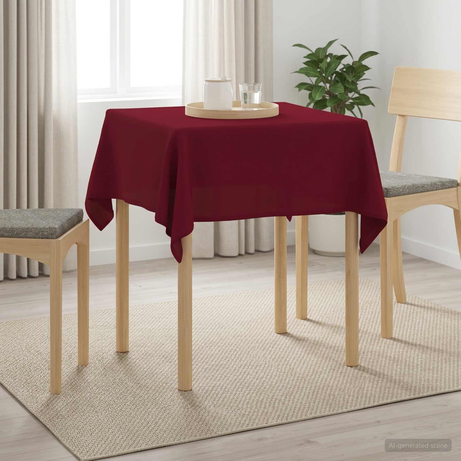 vidaXL Плат за маса Квадратна Виненочервен 90 x 90 cm Полиестер