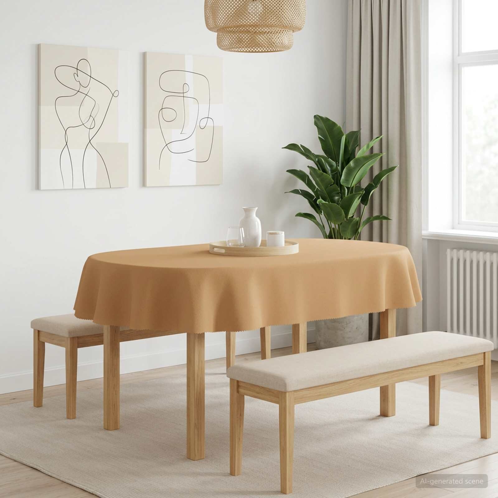 vidaXL Плат за маса Овална Бежово 160 x 220 cm Полиестер