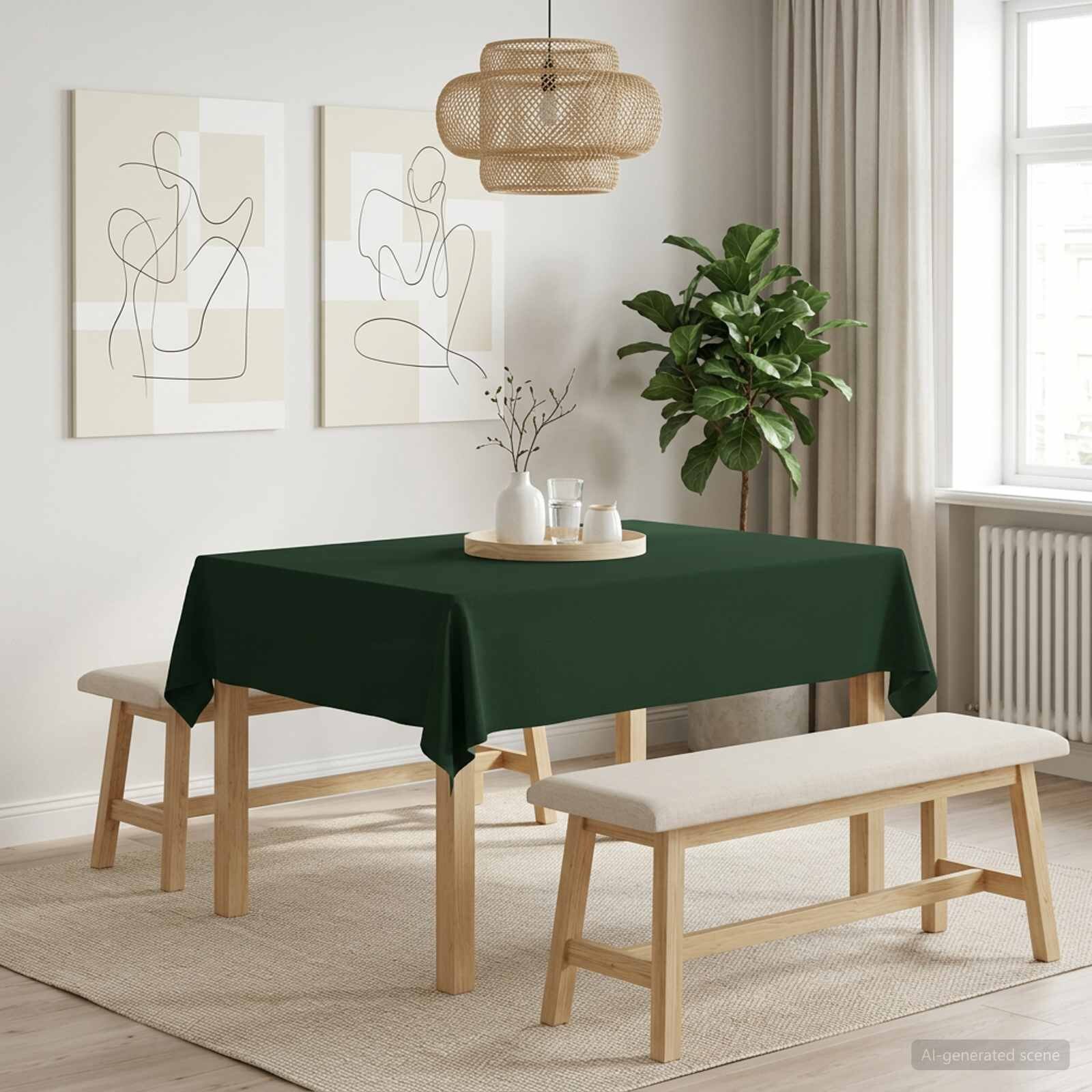 vidaXL Плат за маса Правоъгълна Тъмнозелено 140 x 160 cm