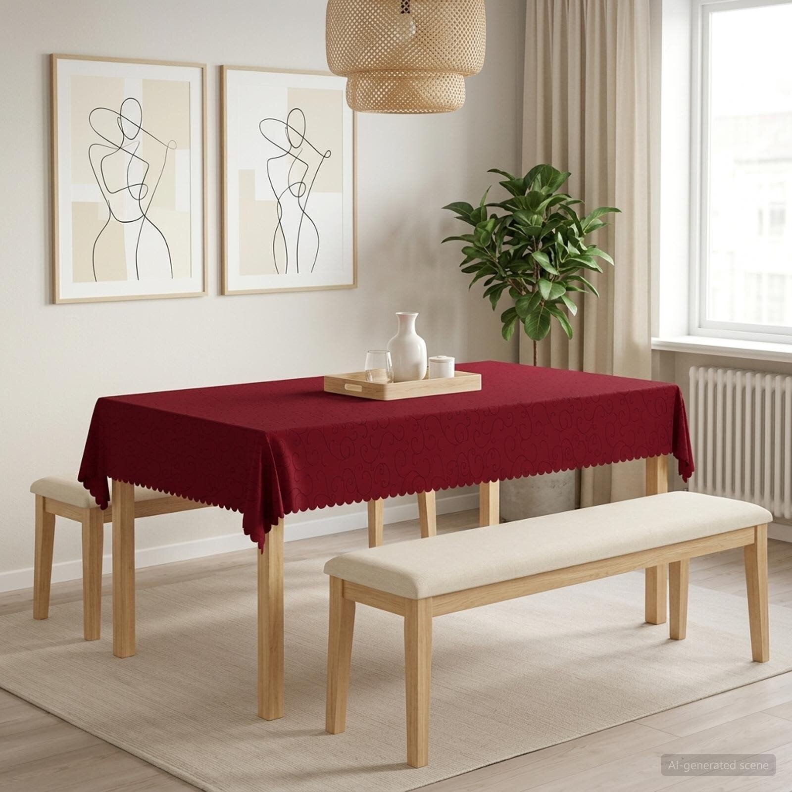 vidaXL Плат за маса Правоъгълна Виненочервен 140 x 260 cm
