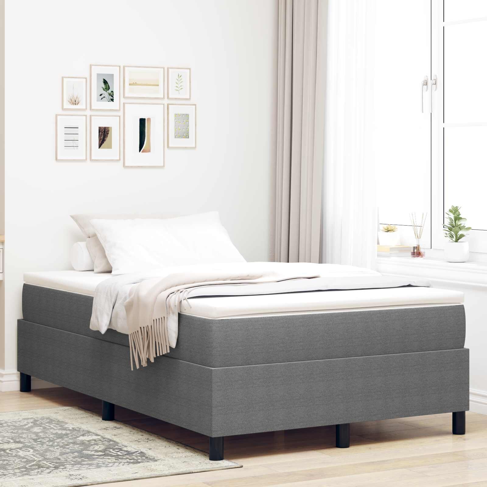 vidaXL Платформено легло Светлосиво 120 x 190 cm Кордюрова тъкан