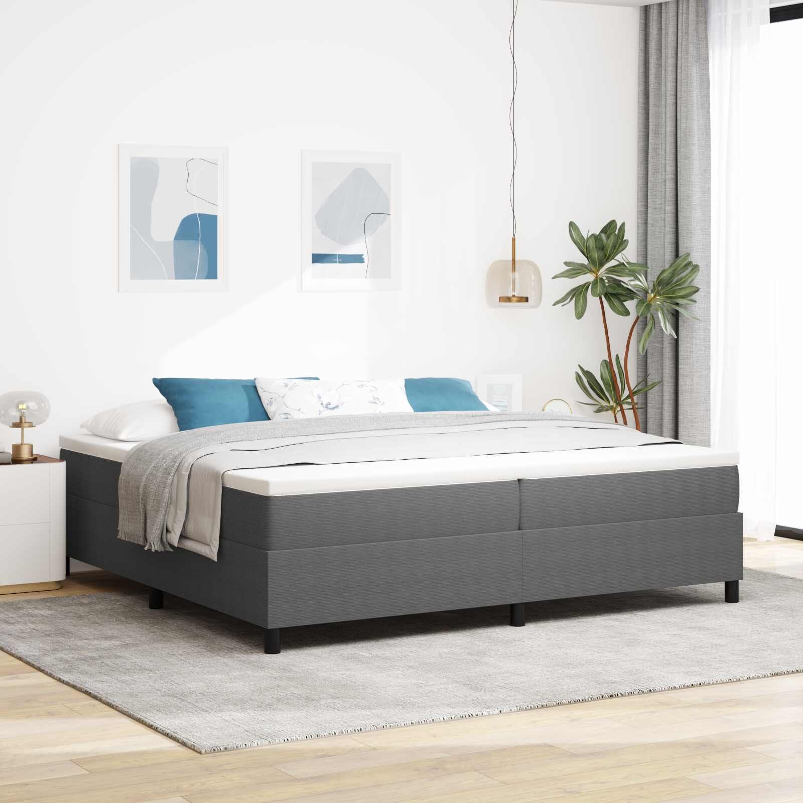 vidaXL Платформено легло Светлосиво 200 x 200 cm Кордюрова тъкан