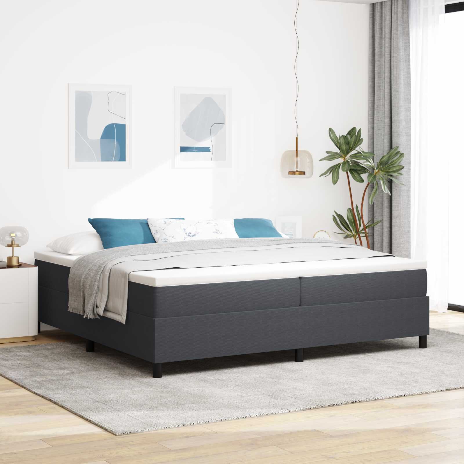 vidaXL Платформено легло Тъмен сив 200 x 200 cm Кордюрова тъкан