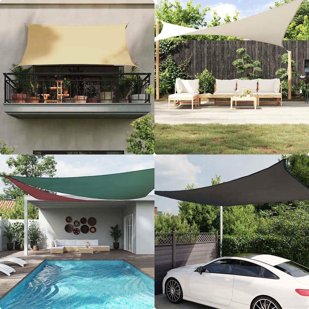 vidaXL Платно-сенник Оксфорд плат триъгълно 35x35x49 м тъмнозелено