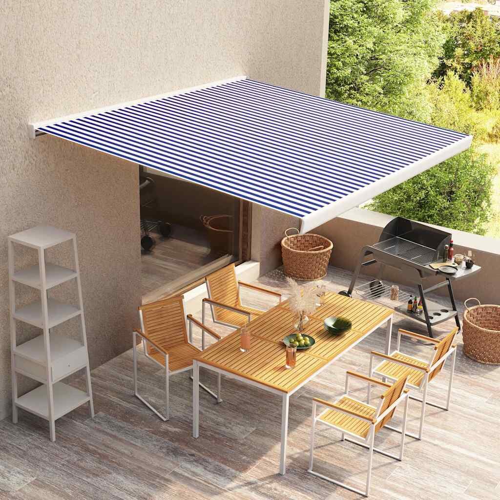 vidaXL Платно за тента синьо и бяло 350x250 см
