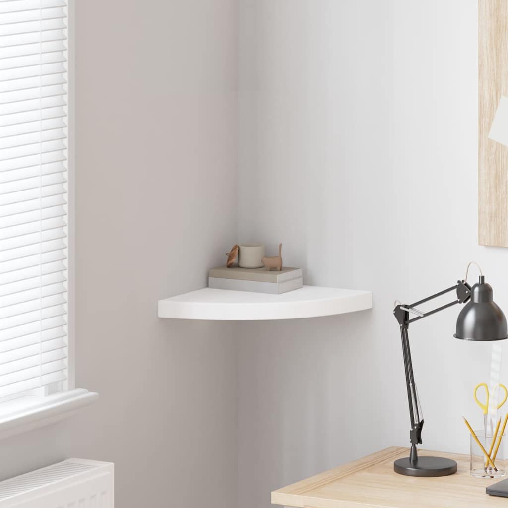 vidaXL Плаващ ъглов рафт бял 35x35x38 см MDF