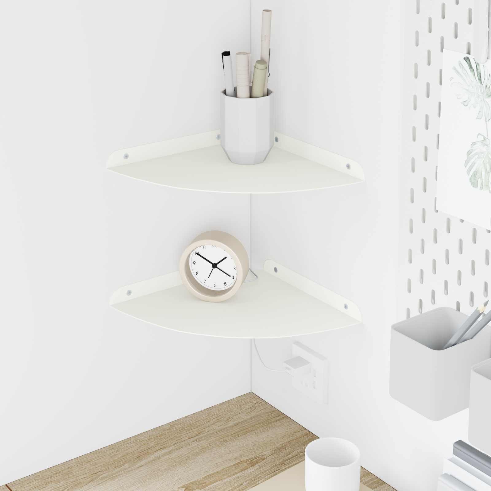 vidaXL Плаващ рафт за ъгъл 2 бр. Бял 24 x 24 x 2 см