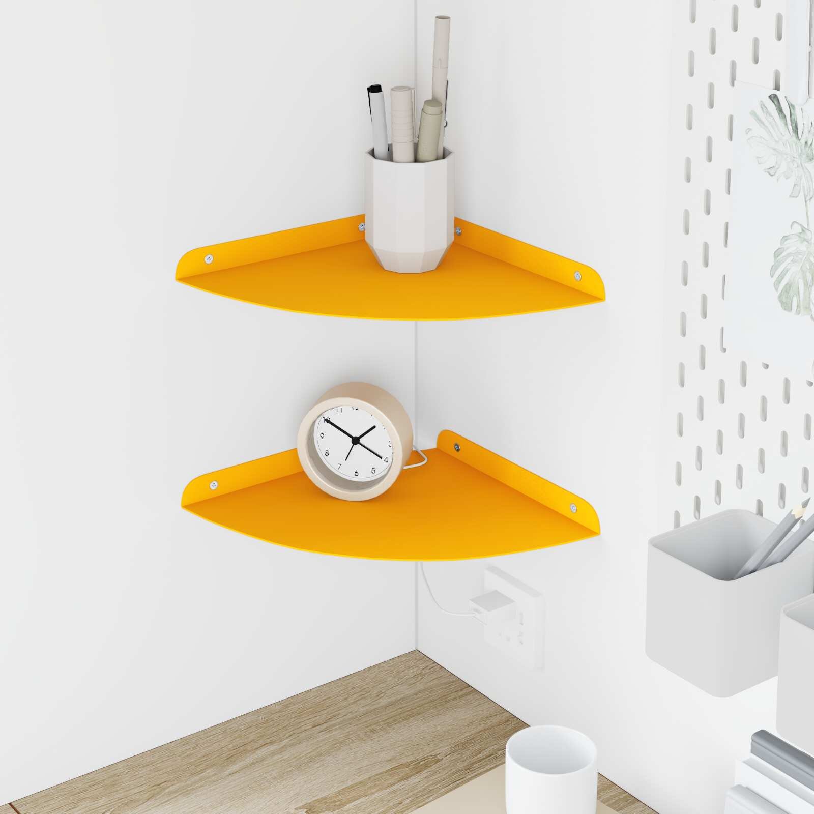 vidaXL Плаващ рафт за ъгъл 2 бр. Горчично жълто 24 x 24 x 2 см