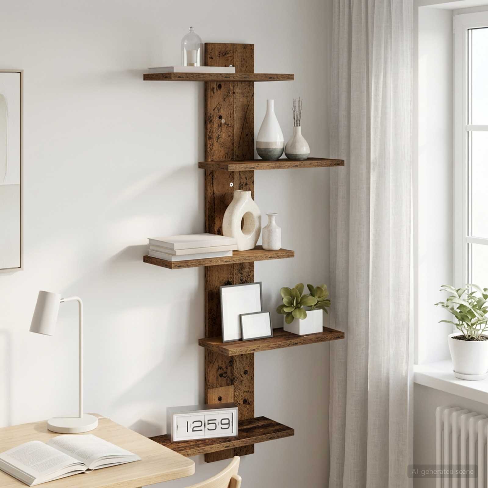 vidaXL Плаваща стена Старо дърво 485 x 15 x 101 см