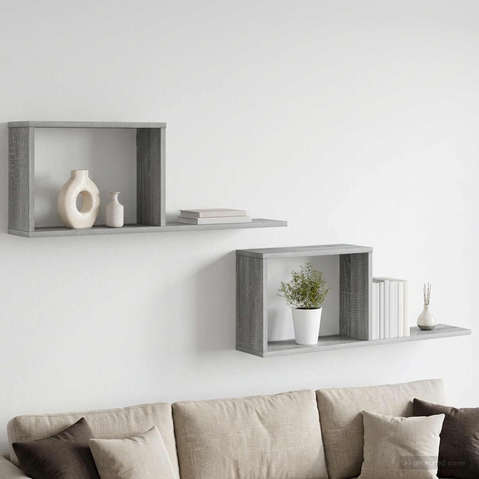 vidaXL Плаващи рафтове 2 бр. Сив Сонома 80 x 15 x 30 см