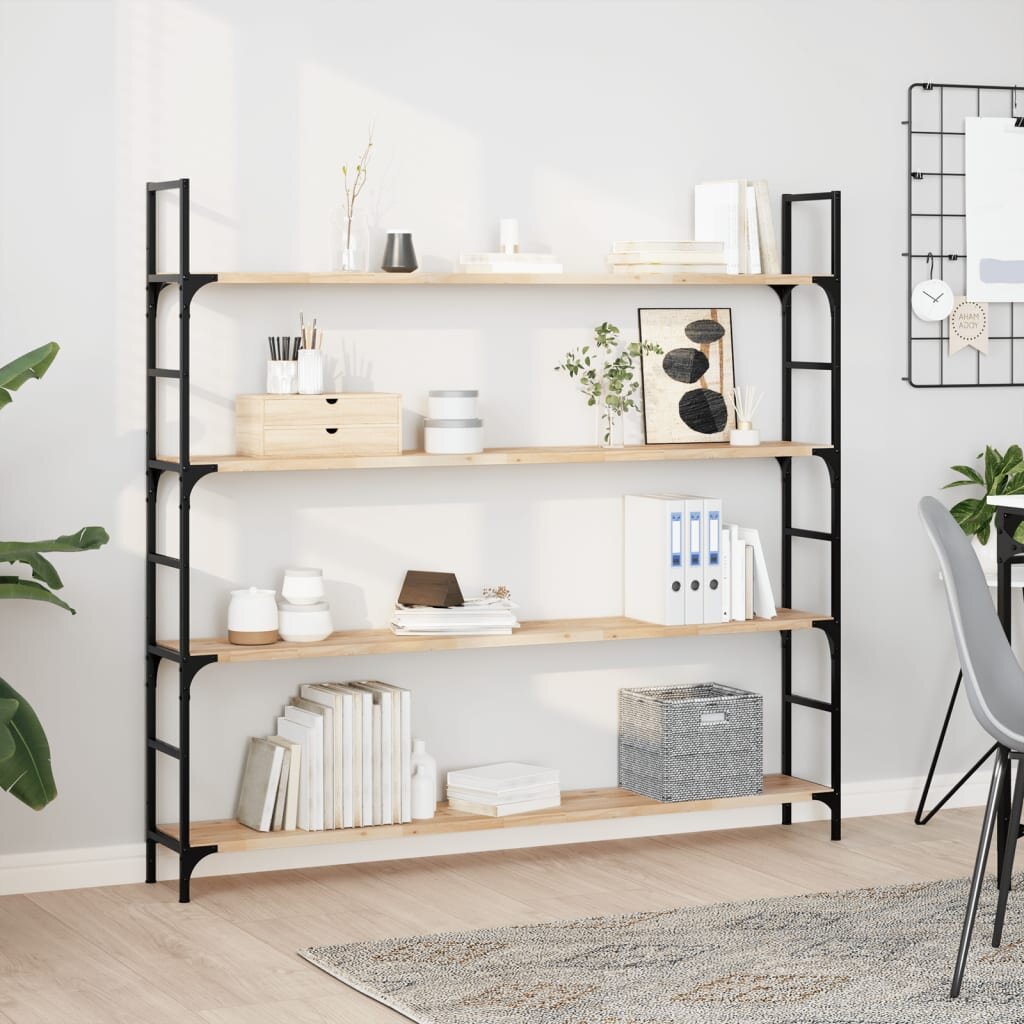 vidaXL Плаващи рафтове 4 бр. 120x20x2 см необработена масивна дървесина акация