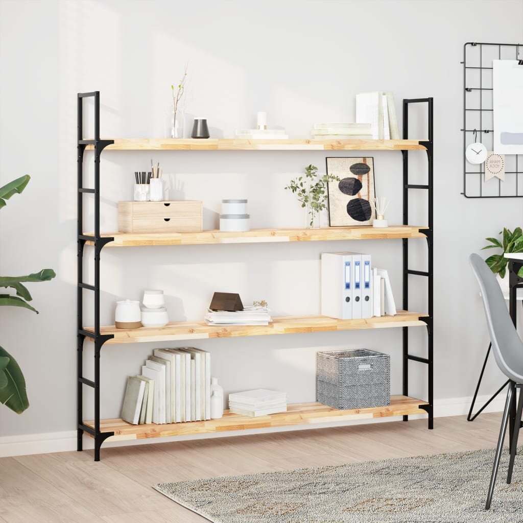 vidaXL Плаващи рафтове 4 бр. 120x20x4 см необработена масивна дървесина акация