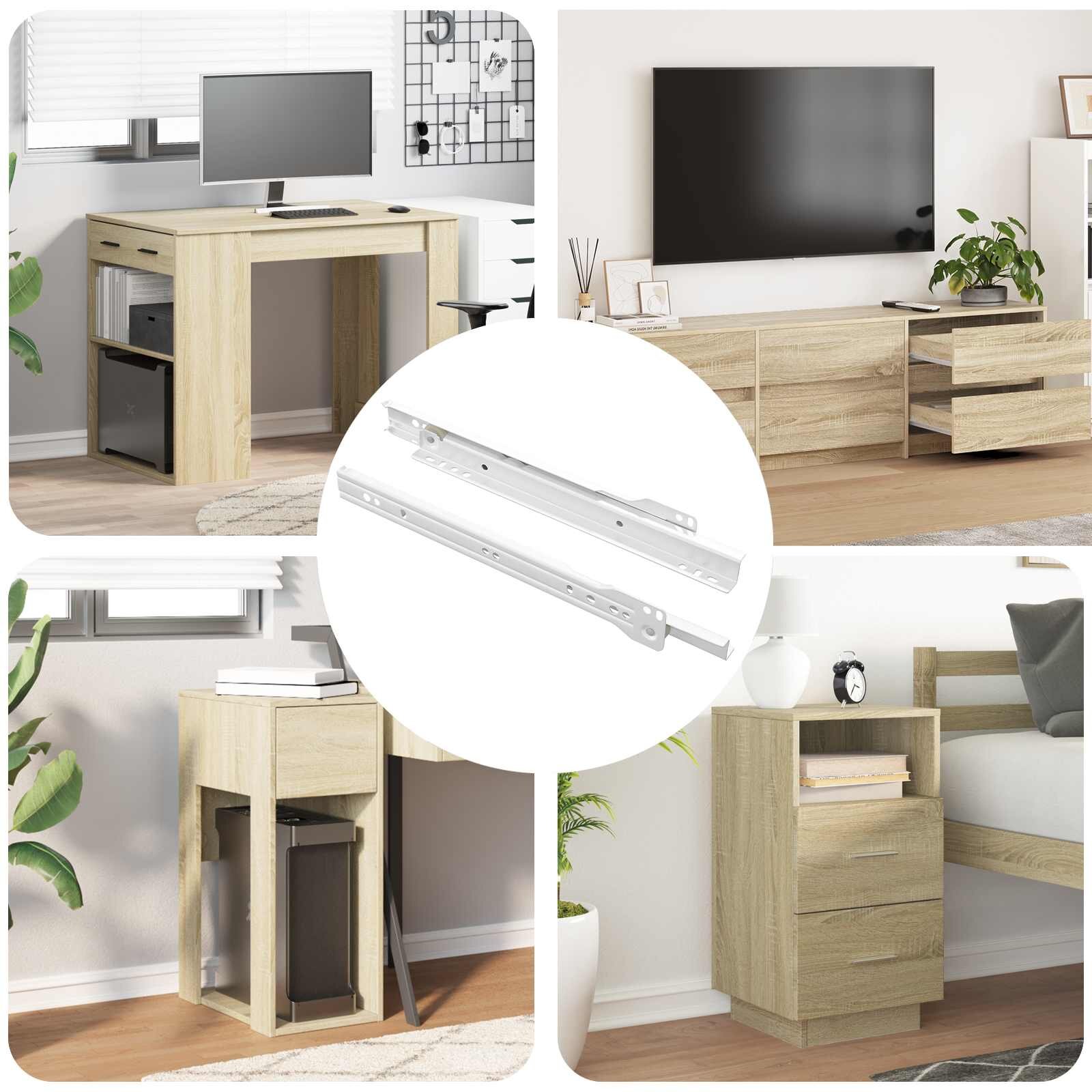vidaXL Плъзгач за чекмедже 2 бр. Бяло 250 mm Стомана