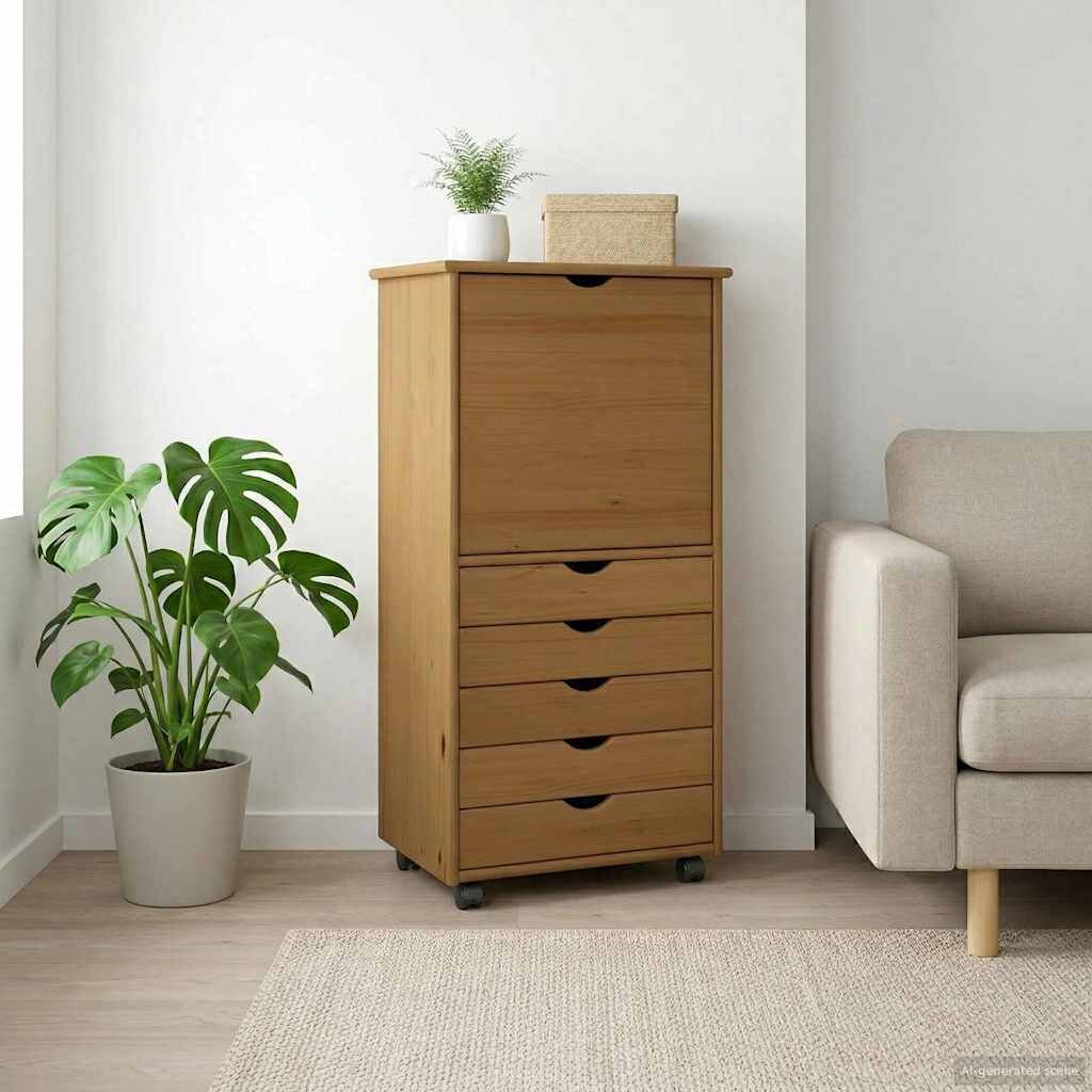 vidaXL Плъзгащ кабинет 53 x 39 x 103 cm Солиден бор Меден кафяв