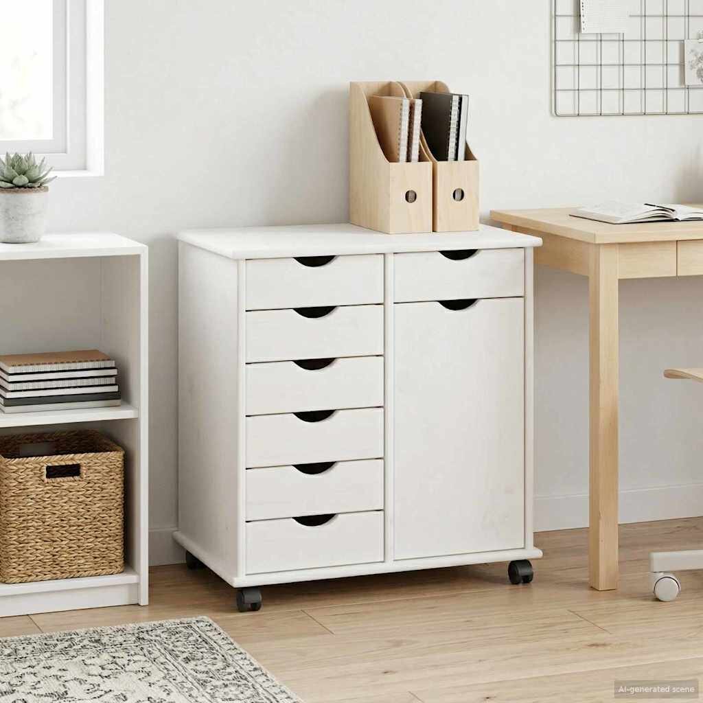 vidaXL Плъзгащ кабинет 635 x 39 x 655 см Солиден бор Бяло