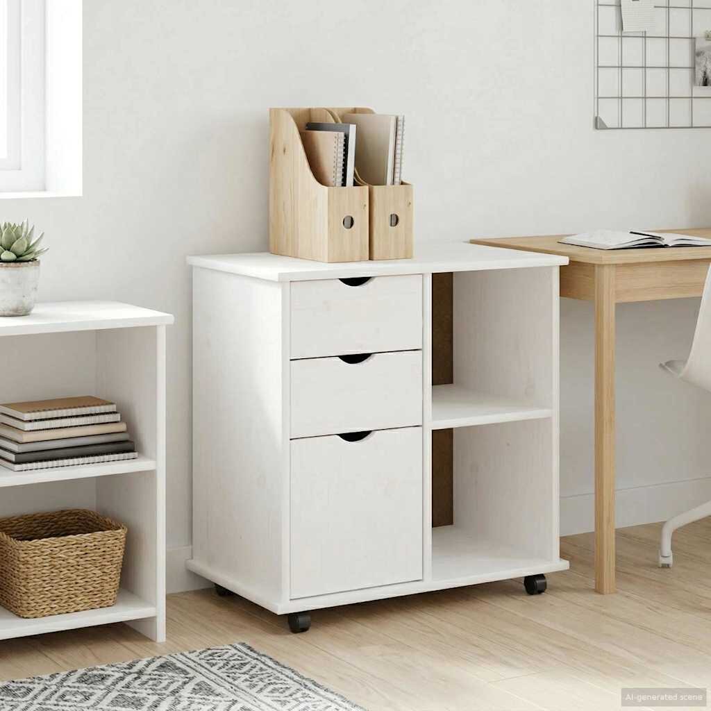 vidaXL Плъзгащ кабинет 635 x 39 x 655 см Солиден бор Бяло
