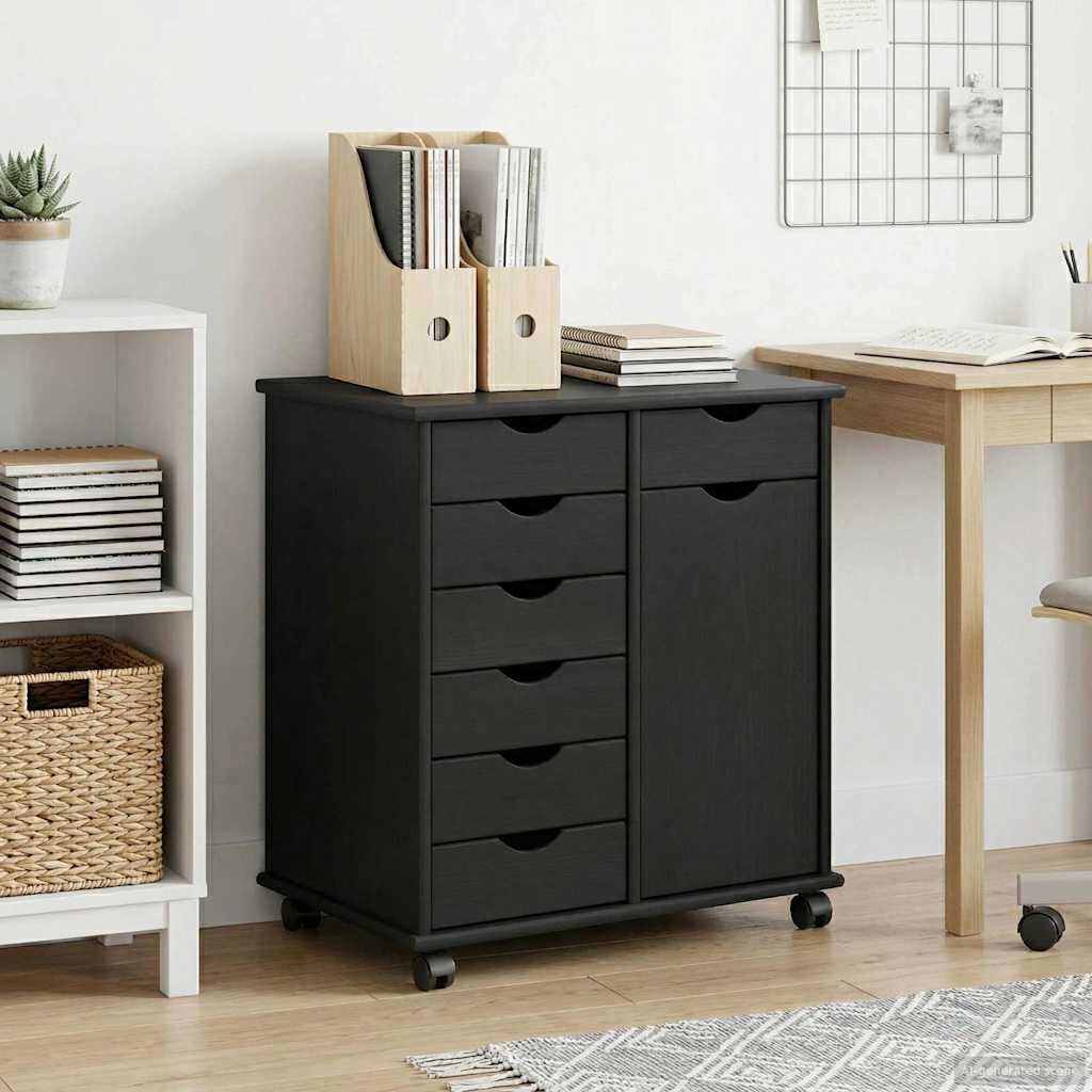 vidaXL Плъзгащ кабинет 635 x 39 x 655 см Солиден бор Черно