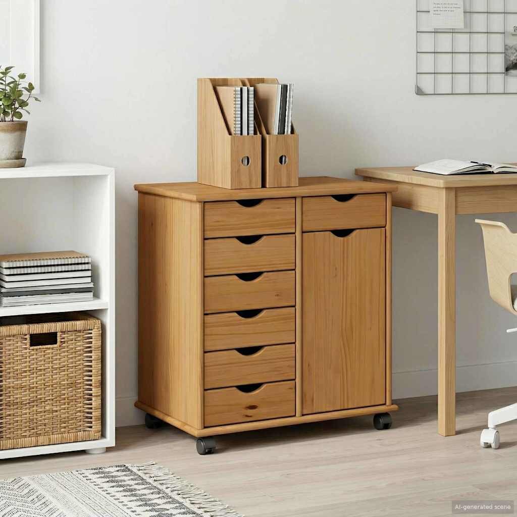vidaXL Плъзгащ кабинет 635 x 39 x 655 см Солиден бор Меден кафяв
