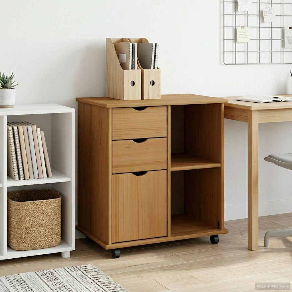 vidaXL Плъзгащ кабинет 635 x 39 x 655 см Солиден бор Меден кафяв