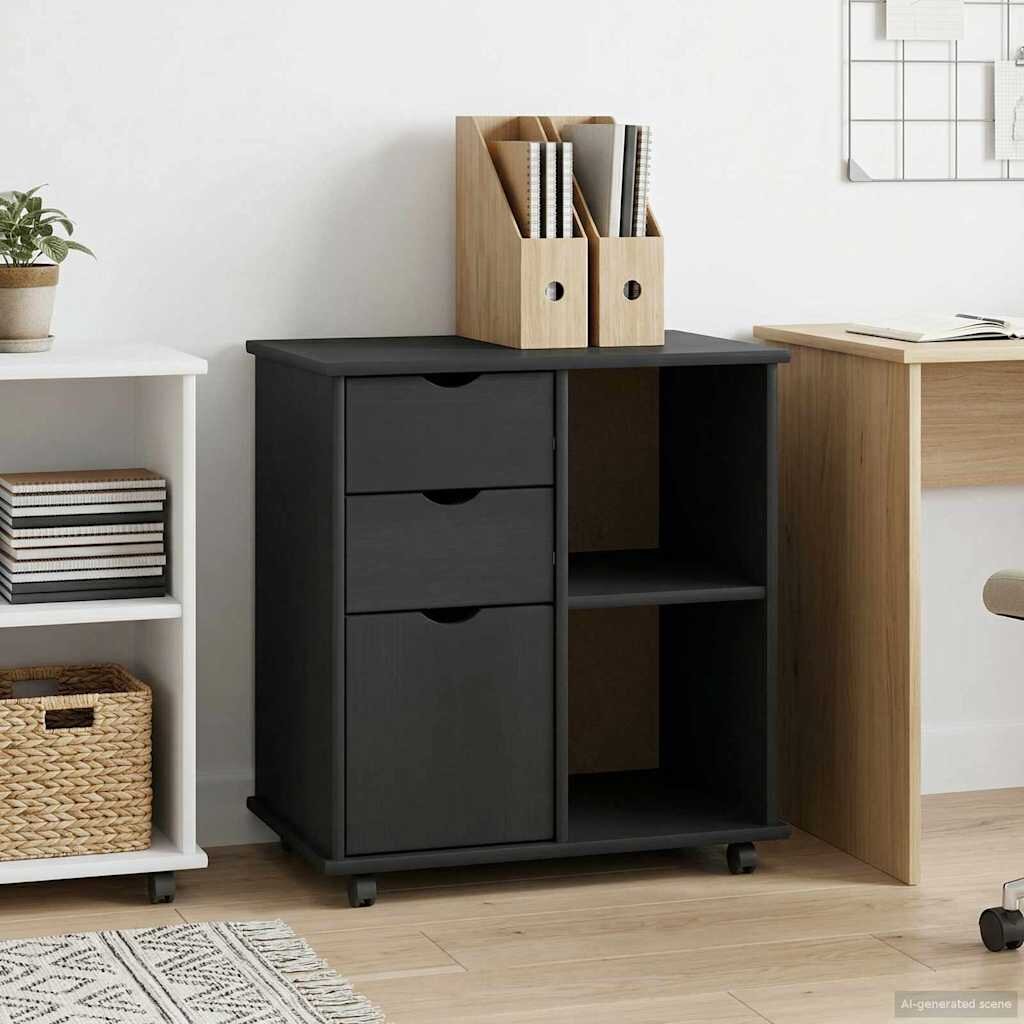 vidaXL Плъзгащ кабинет 635 x 39 x 655 см Солиден бор Сив