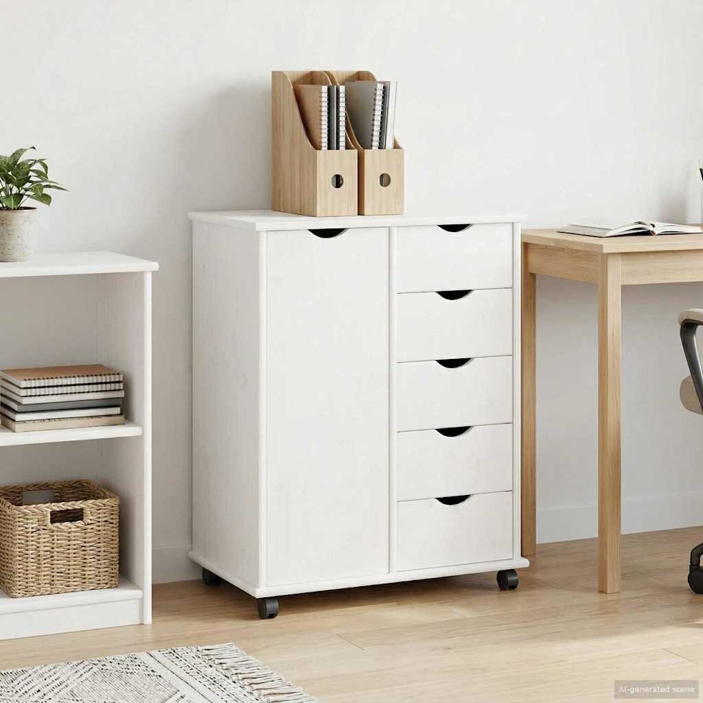 vidaXL Плъзгащ кабинет 635 x 39 x 79 см Солиден бор Бяло