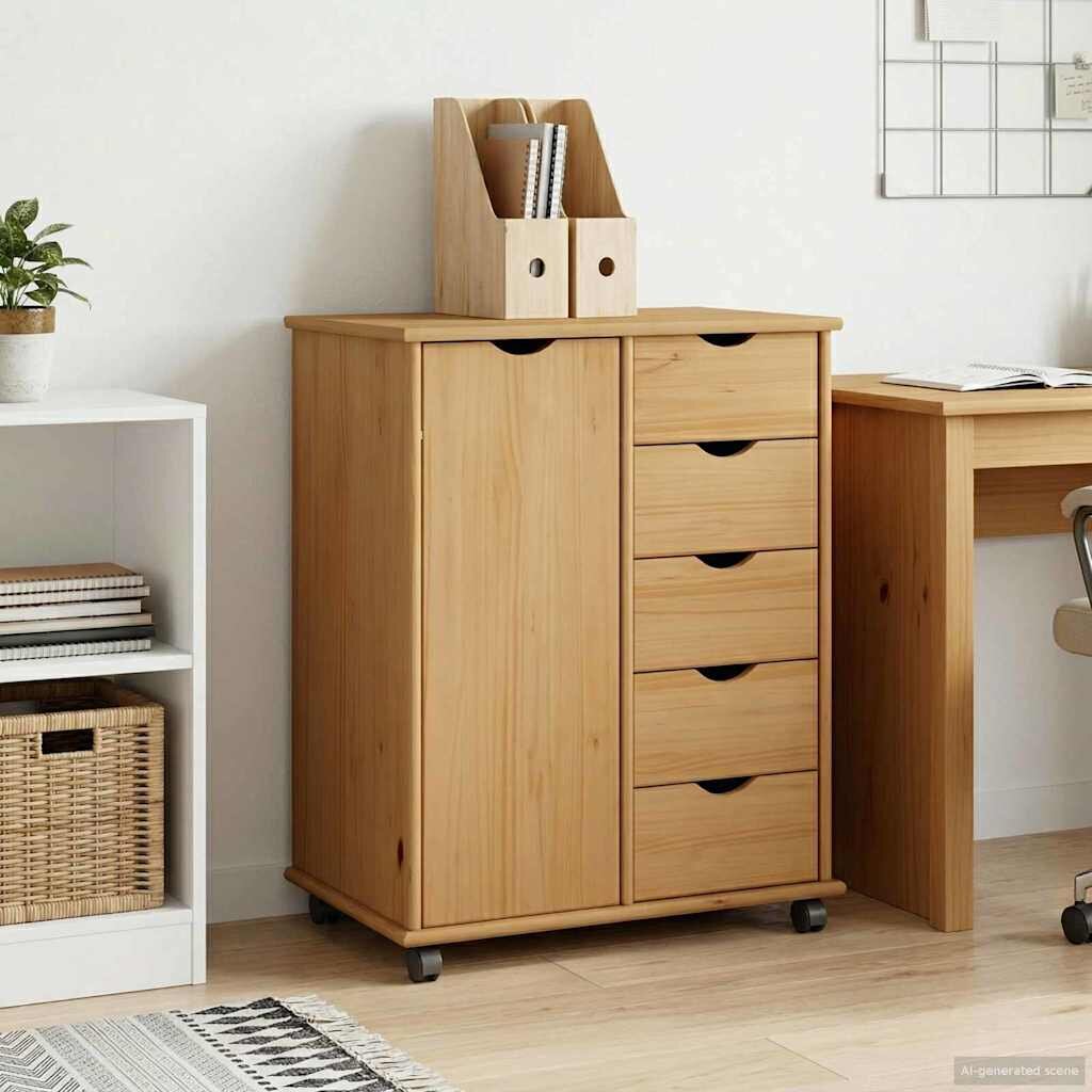 vidaXL Плъзгащ кабинет 635 x 39 x 79 см Солиден бор Меден кафяв