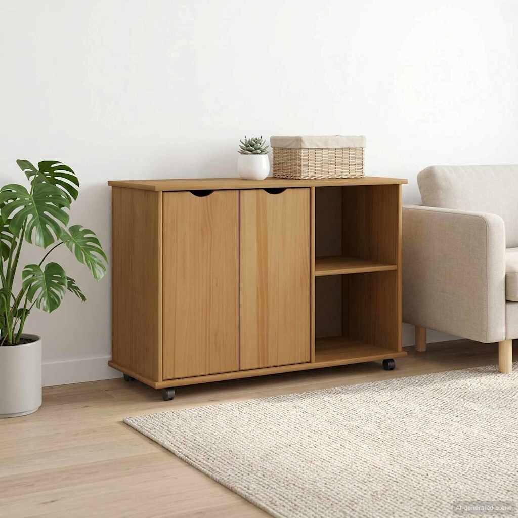 vidaXL Плъзгащ кабинет Меден кафяв 100 x 39 x 655 см Солиден бор