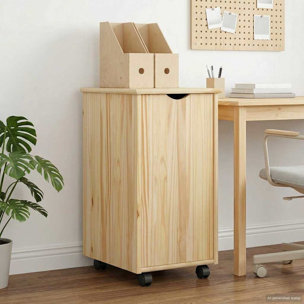vidaXL Плъзгащ кабинет с колело Кафяво 34 x 39 x 655 cm Солиден бор