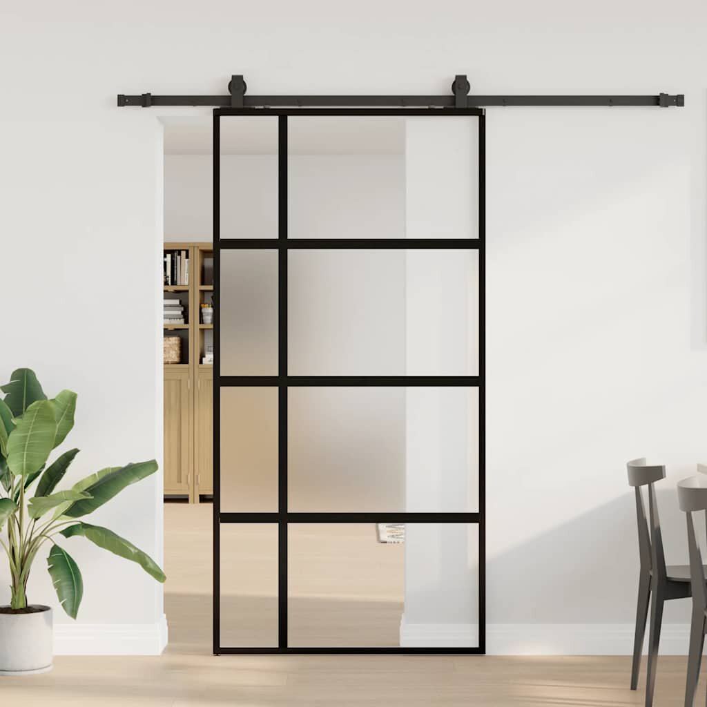 vidaXL Плъзгаща се врата с комплект обков Черно 1025x205 cm