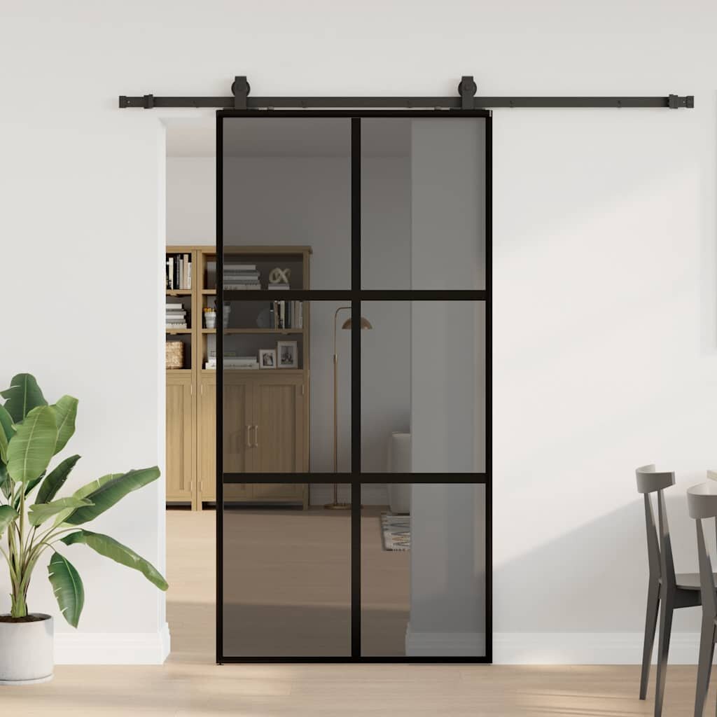 vidaXL Плъзгаща се врата с комплект обков Черно 1025x205 cm