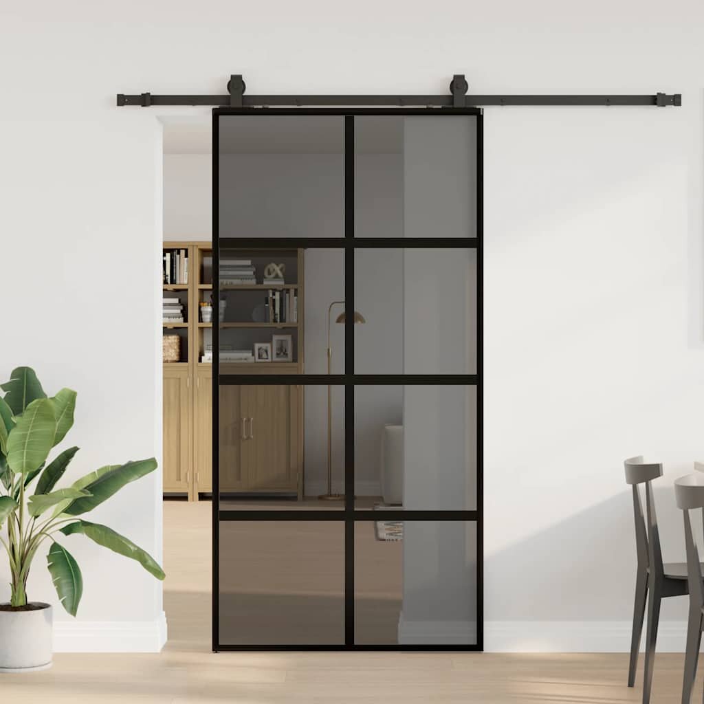 vidaXL Плъзгаща се врата с комплект обков Черно 1025x205 cm