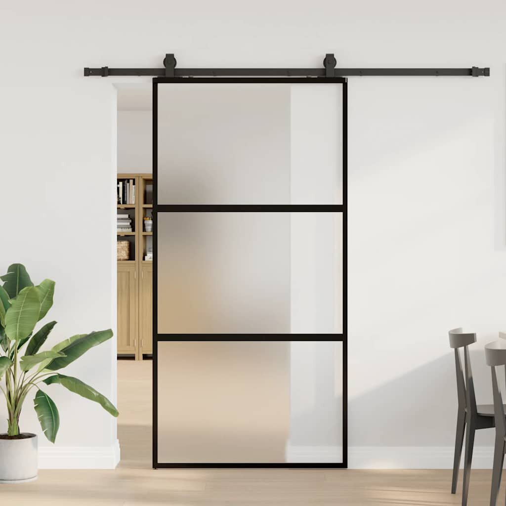 vidaXL Плъзгаща се врата с комплект обков Черно 1025x205 cm