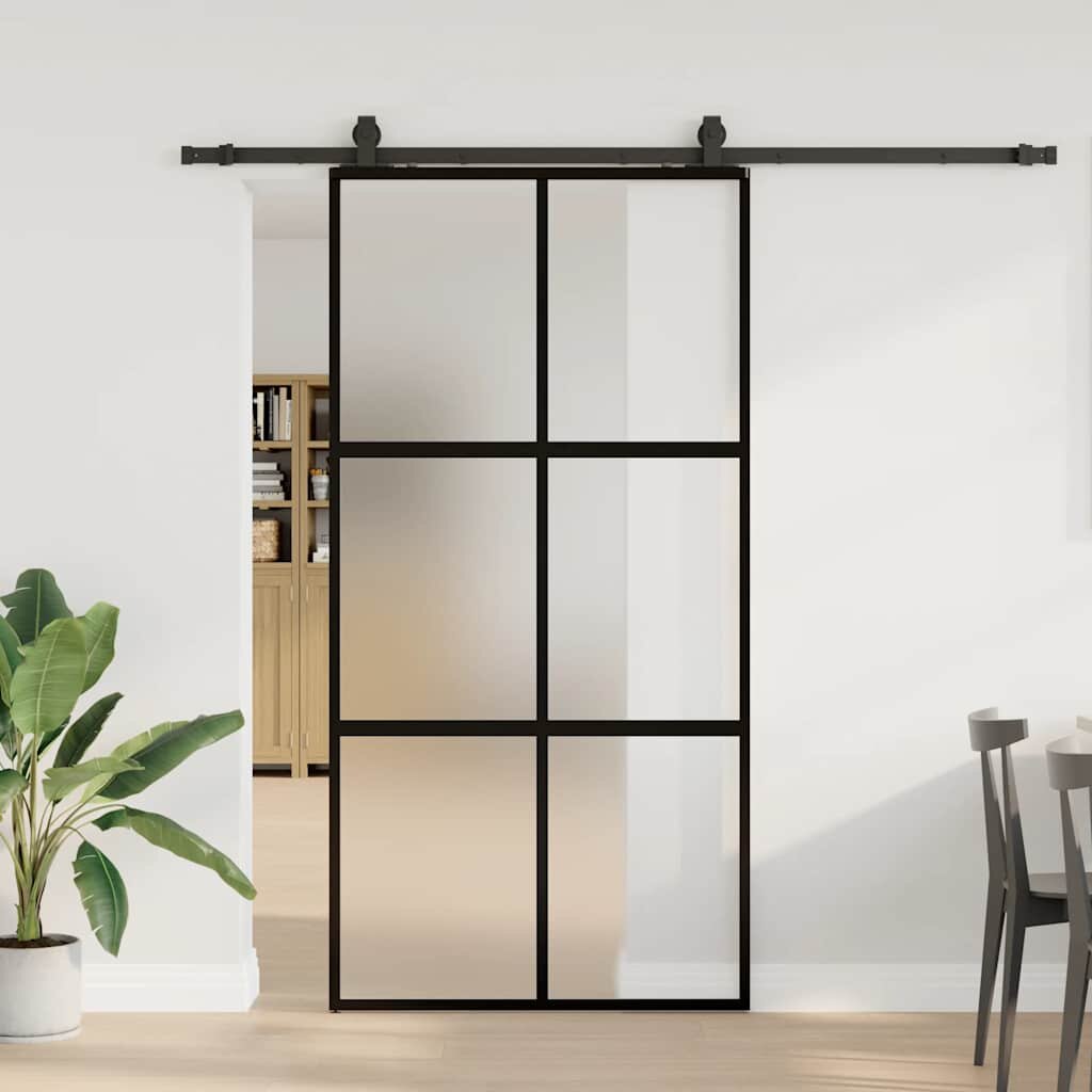 vidaXL Плъзгаща се врата с комплект обков Черно 1025x205 cm