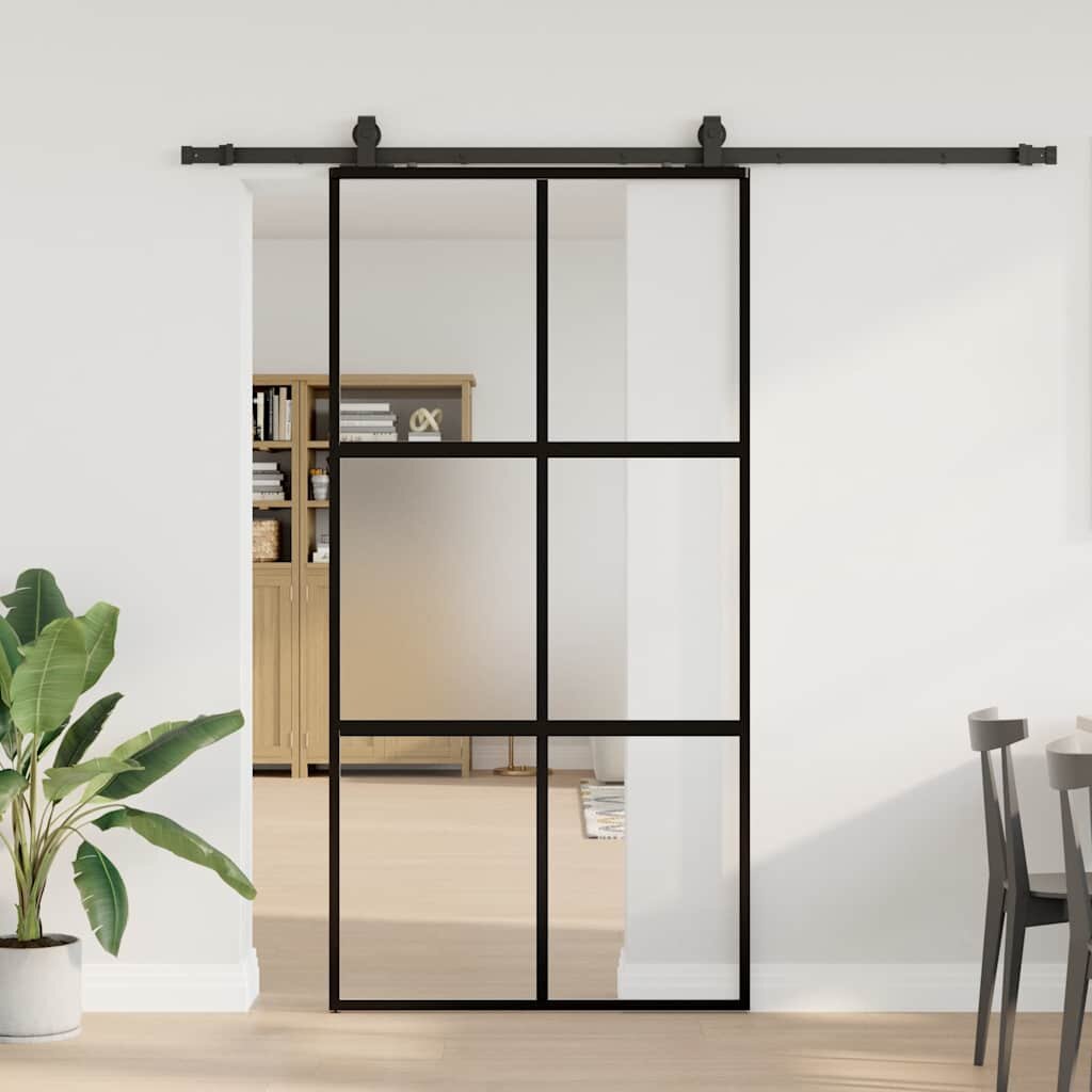 vidaXL Плъзгаща се врата с комплект обков Черно 1025x205 cm