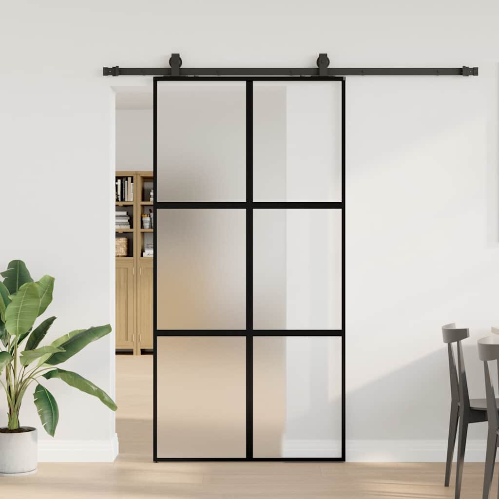 vidaXL Плъзгаща се врата с комплект обков Черно 1025x205 cm