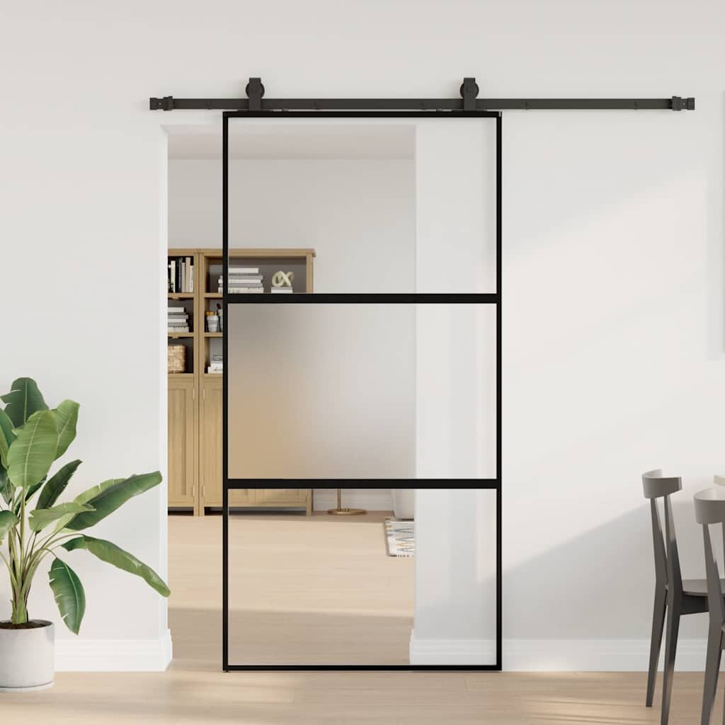 vidaXL Плъзгаща се врата с комплект обков Черно 1025x205 cm