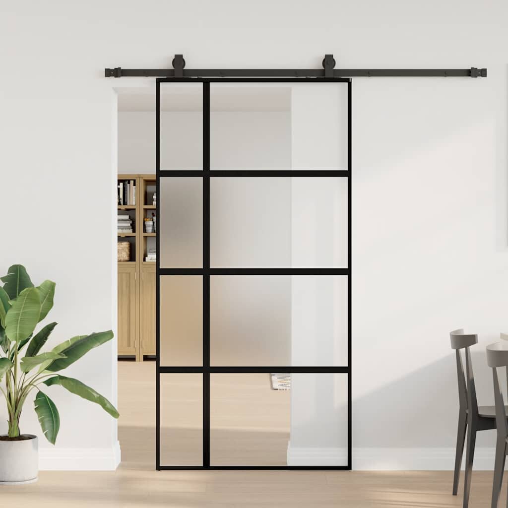 vidaXL Плъзгаща се врата с комплект обков Черно 1025x205 cm