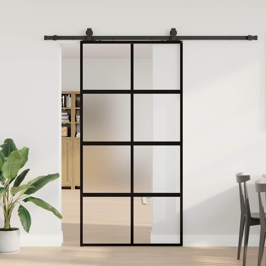 vidaXL Плъзгаща се врата с комплект обков Черно 1025x205 cm